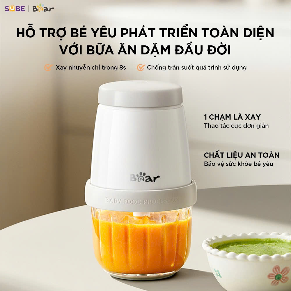 (GIÁ ĐỘC QUYỀN) Máy xay ăn dặm 8 lưỡi 0.3L Bear CH-5H02D24 (2 màu Trắng - Vàng)