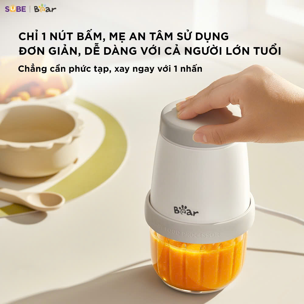 (GIÁ ĐỘC QUYỀN) Máy xay ăn dặm 8 lưỡi 0.3L Bear CH-5H02D24 (2 màu Trắng - Vàng) - Ảnh 4