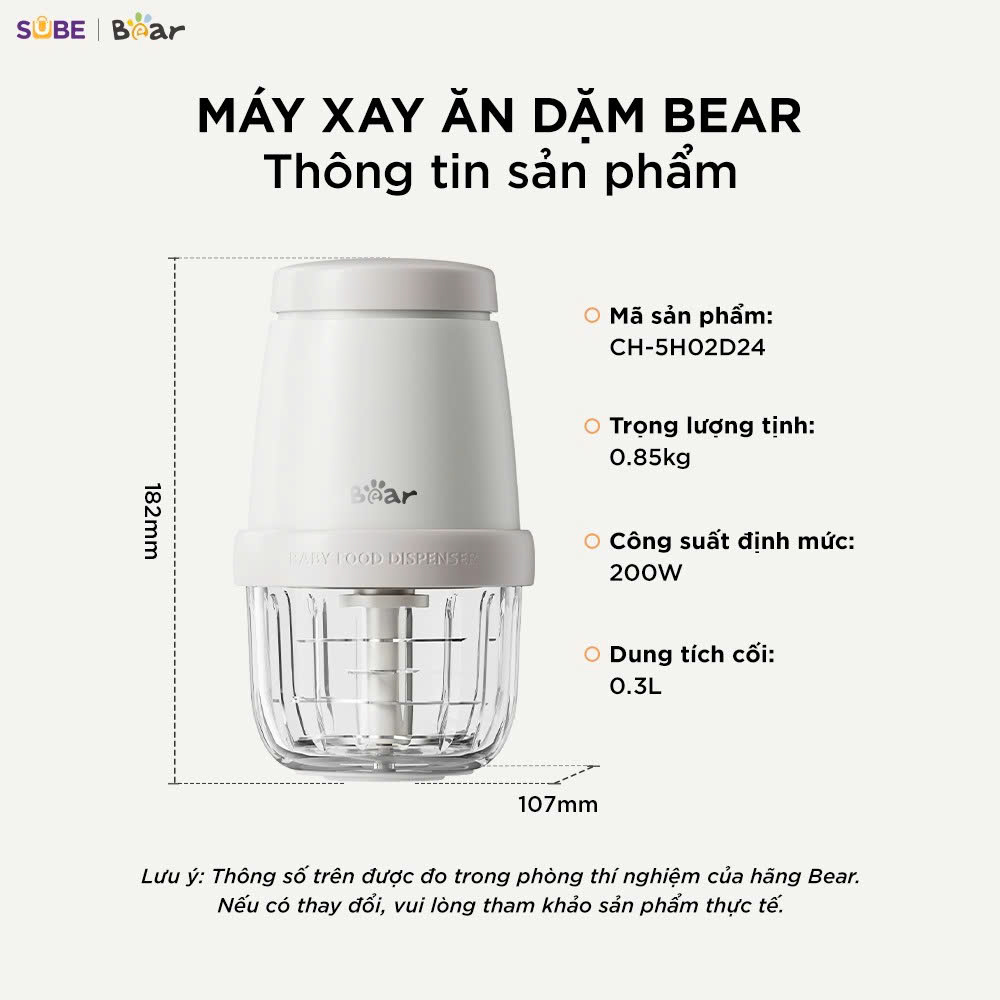 (GIÁ ĐỘC QUYỀN) Máy xay ăn dặm 8 lưỡi 0.3L Bear CH-5H02D24 (2 màu Trắng - Vàng) - Ảnh 6