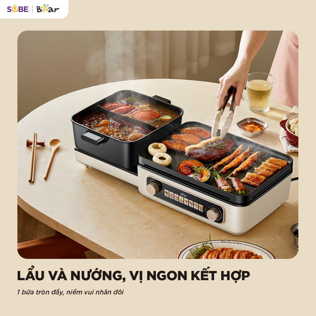 Nồi lẩu nướng đa năng Bear GR-5H22R83 - Ảnh 8