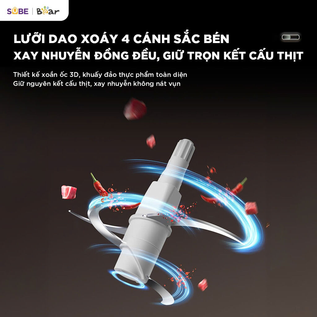 (GIÁ ĐỘC QUYỀN) Máy xay thịt Bear 1,8L CH-5H03E33 - Ảnh 4