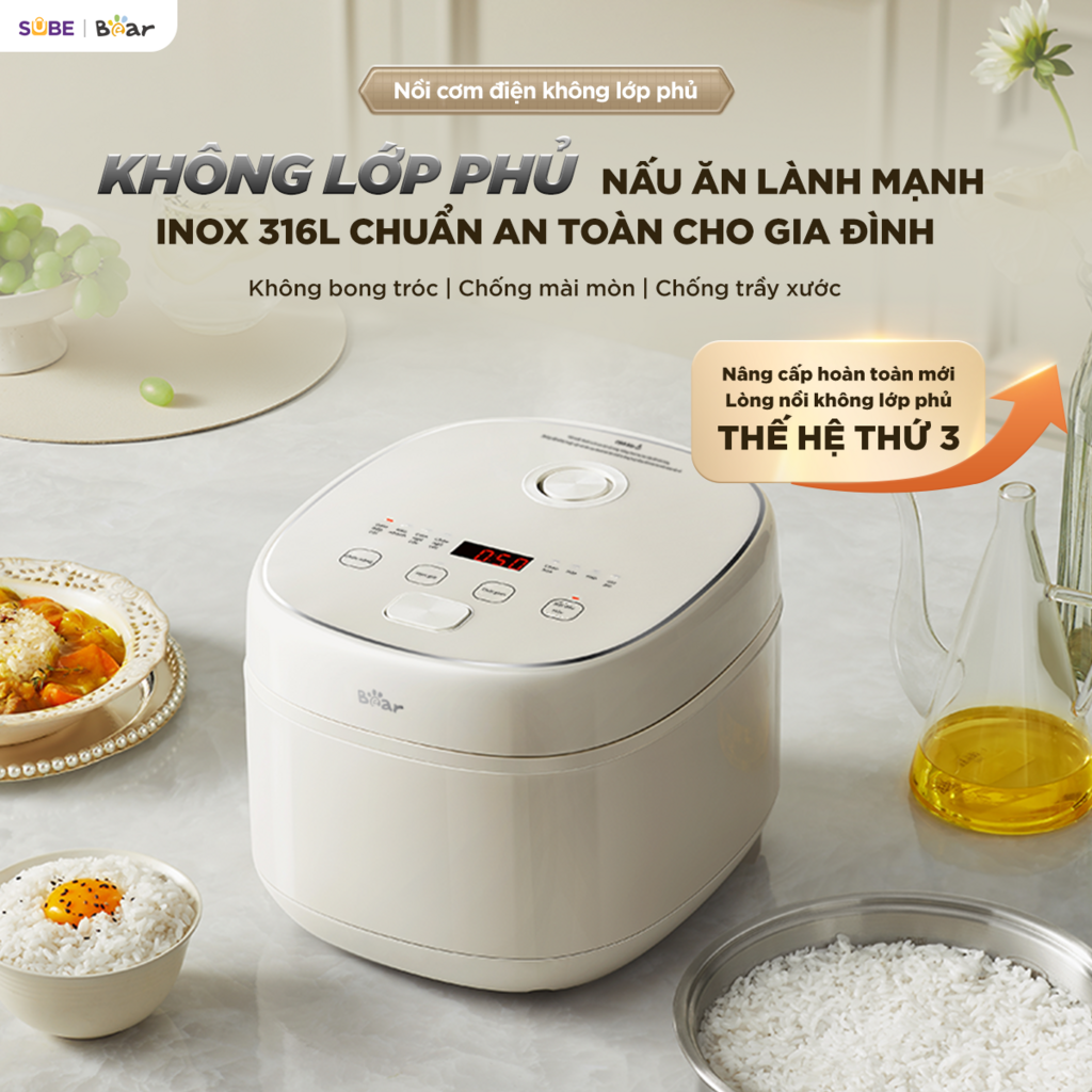 Nồi cơm điện lòng INOX Bear 1.2L RC-5H30O12