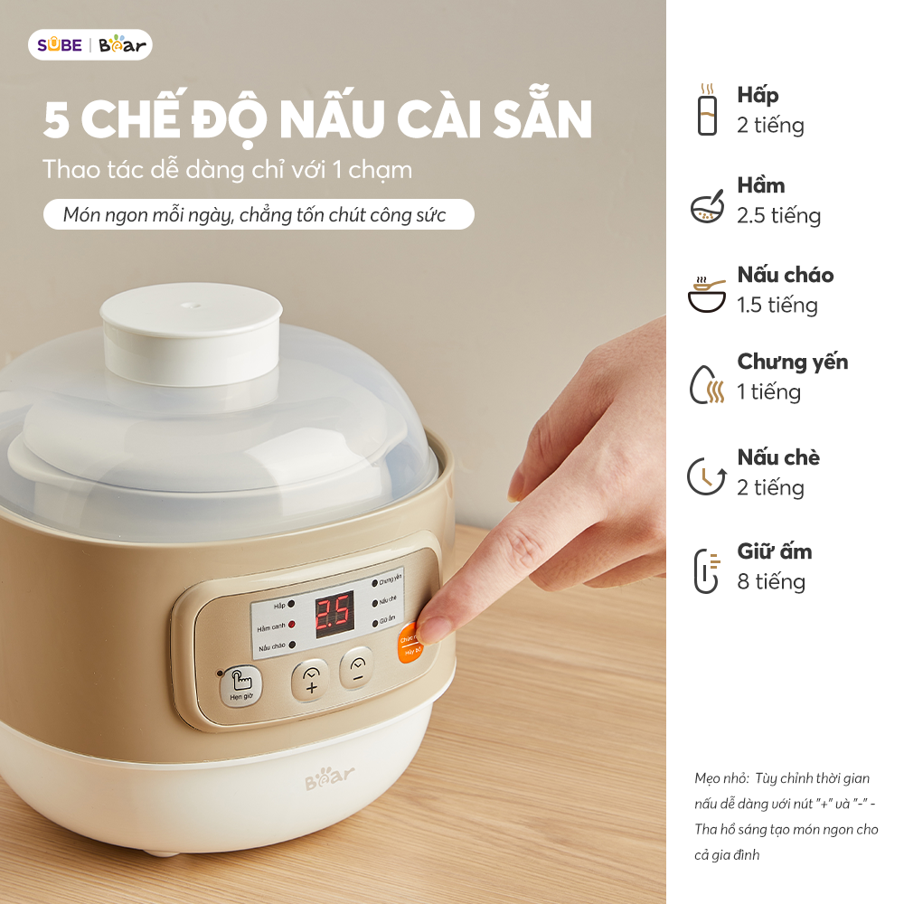 Nồi nấu chậm đa năng Bear DDZ-A08T8 - Ảnh 6