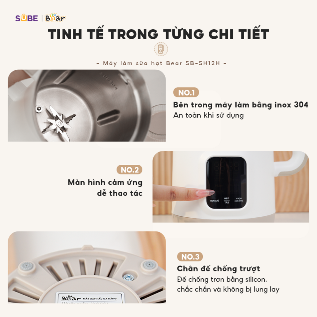 Máy làm sữa hạt Bear SB-SH12H - Ảnh 2