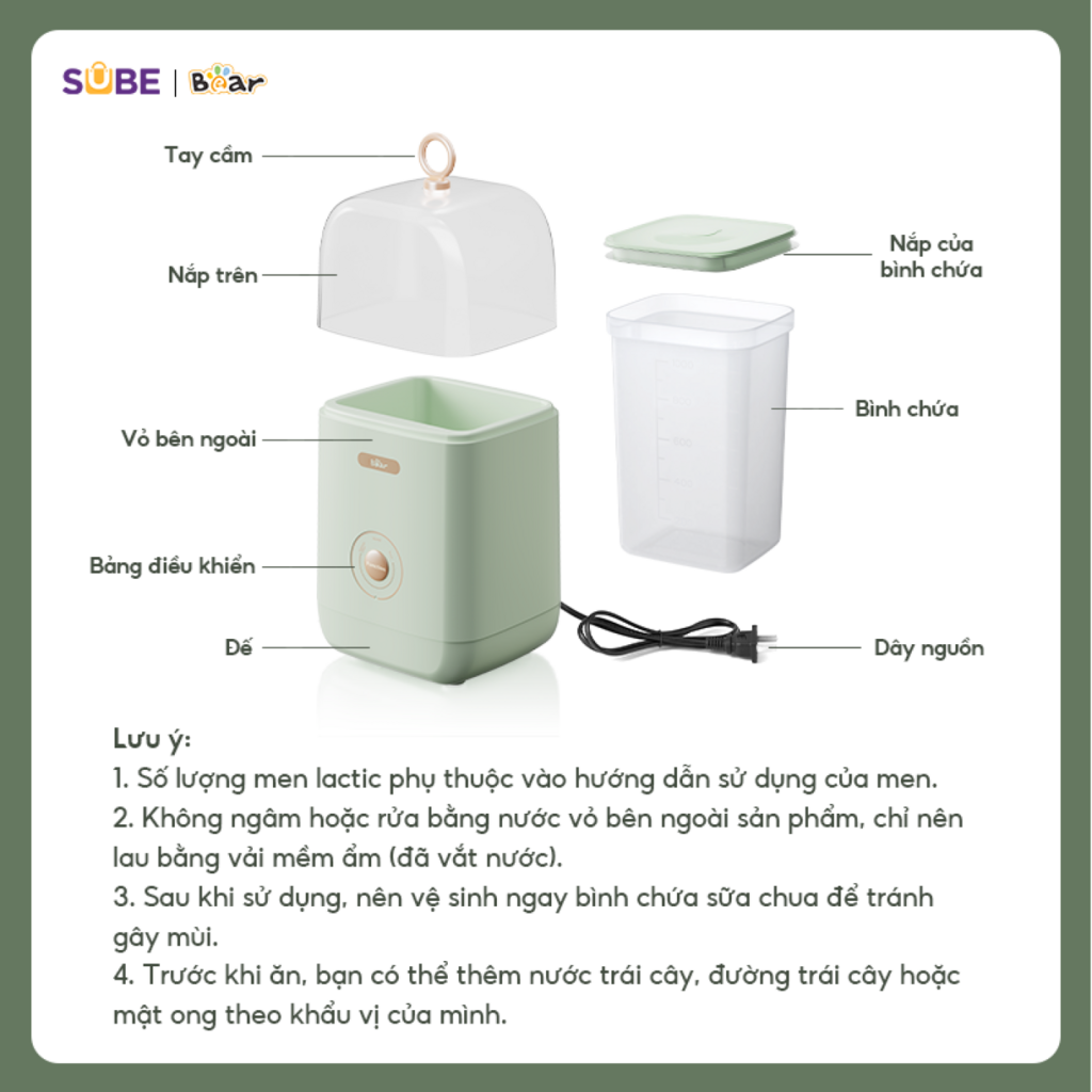 Máy làm sữa chua Bear SB-SC12C - Ảnh 2