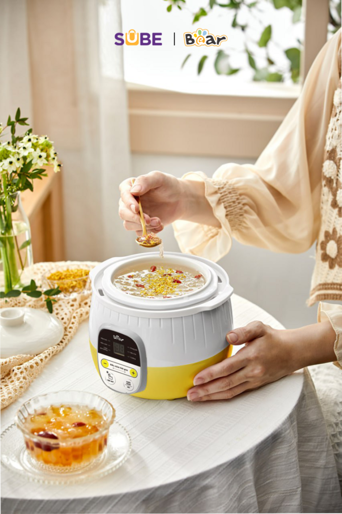 Nồi Nấu Chậm SUBE001 0,8L Bear Chính Hãng, Nấu Cháo, Hầm, Hấp, Chưng Yến Giữ Trọn Chất Dinh Dưỡng