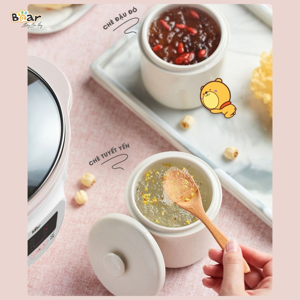 Nồi Nấu Chậm Bear 1,6L SUBE002 Bear Chính Hãng Đa Năng Nấu Cháo, Chưng Yến Bản Tiếng Việt - Ảnh 2