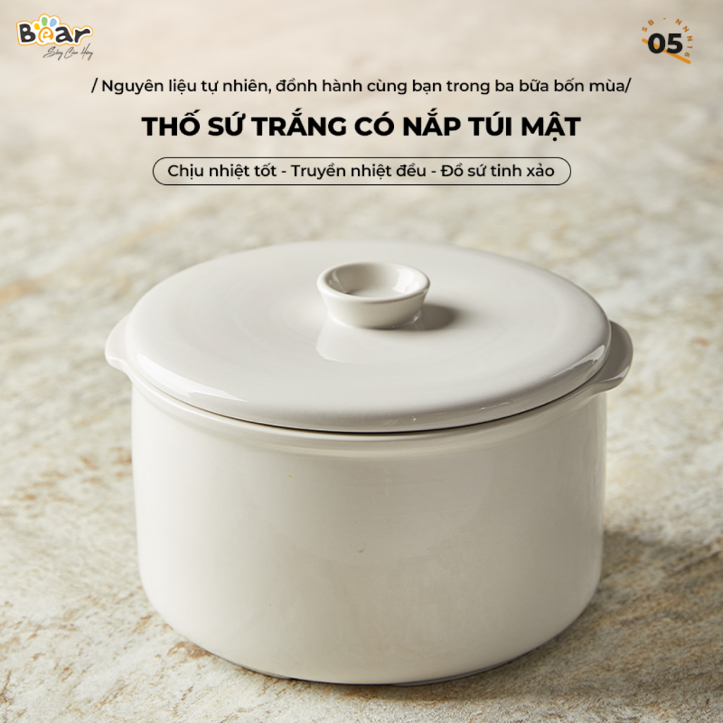 Nồi Nấu Chậm Bear 1,6L SB-NNC16 Đa Năng 6 Chế Độ Ninh Nấu Hầm Hấp Tiết Kiệm Thời Gian Giữ Trọn Chất - Ảnh 6
