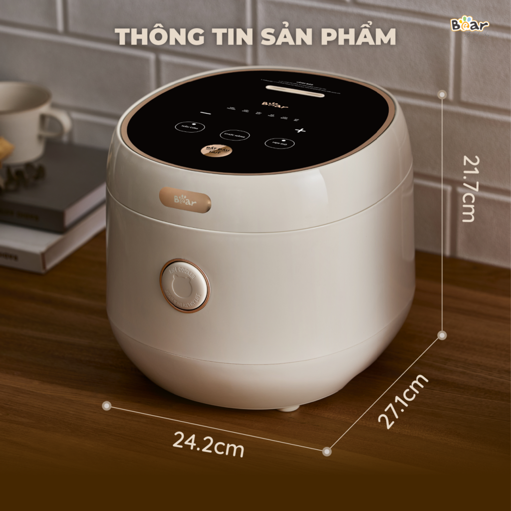 Nồi Cơm Điện Tử Bear 3L Lòng Nồi 6 Lớp Đa Năng Nấu Cơm Nấu Cháo Hầm Hấp Hâm Nóng - Ảnh 7