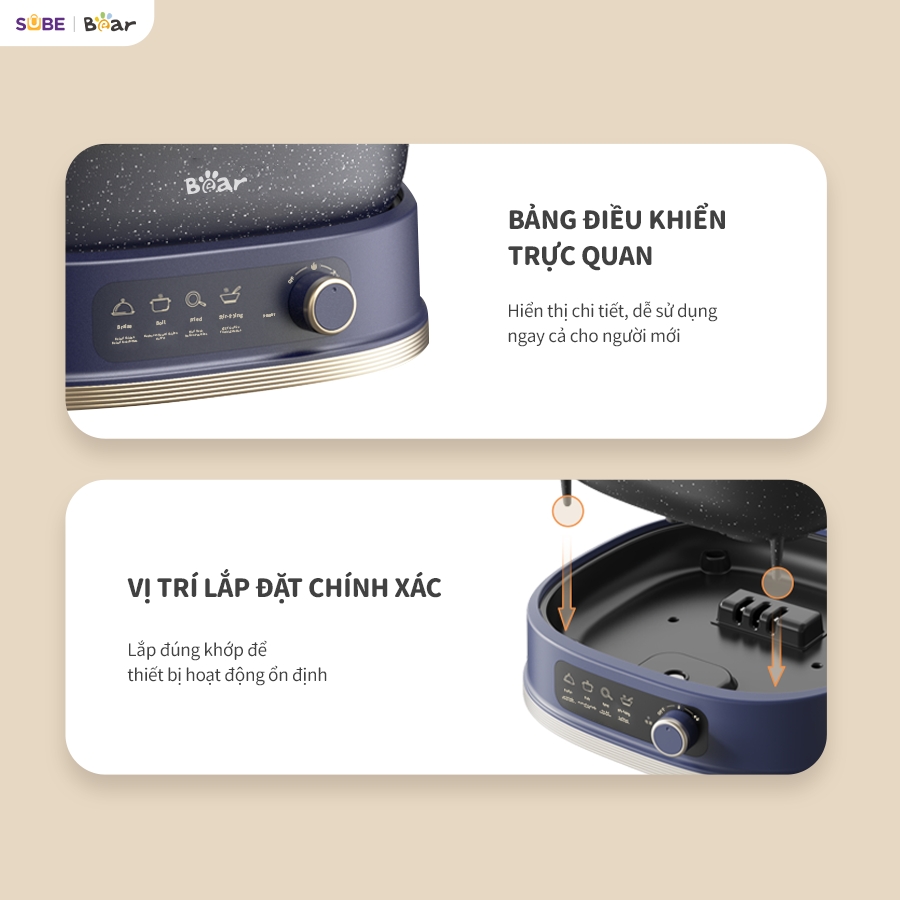 Nồi Lẩu 2 Ngăn Bear Đa Năng Nhiều Chế Độ Nấu Lẩu Hầm Ninh Chiên Rán Xào Chống Dính Cực Tốt - Ảnh 6