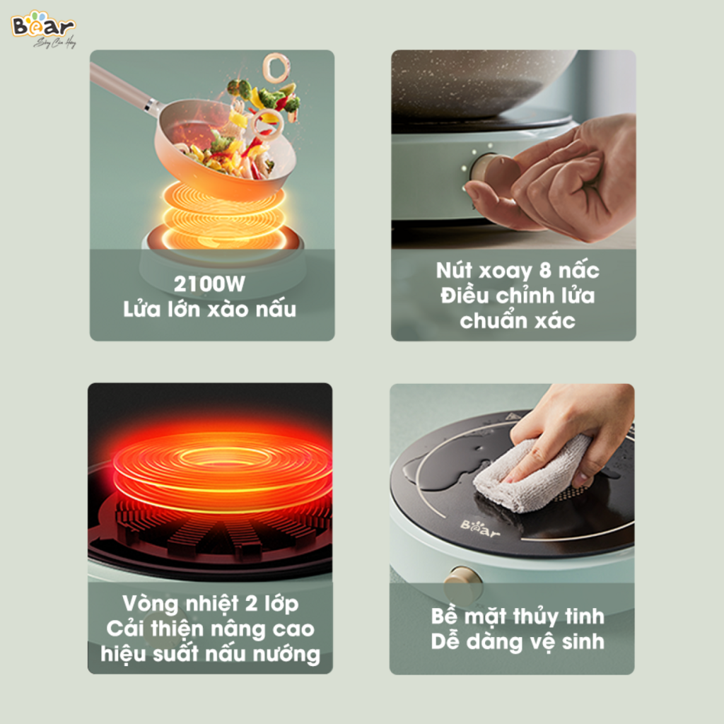 Bếp Điện Từ Bear Đa Năng 8 Mức Nhiệt Thích Hợp Đa Số Các Loại Nồi Mặt Bếp Làm Từ Gốm Thủy Tinh - Ảnh 2