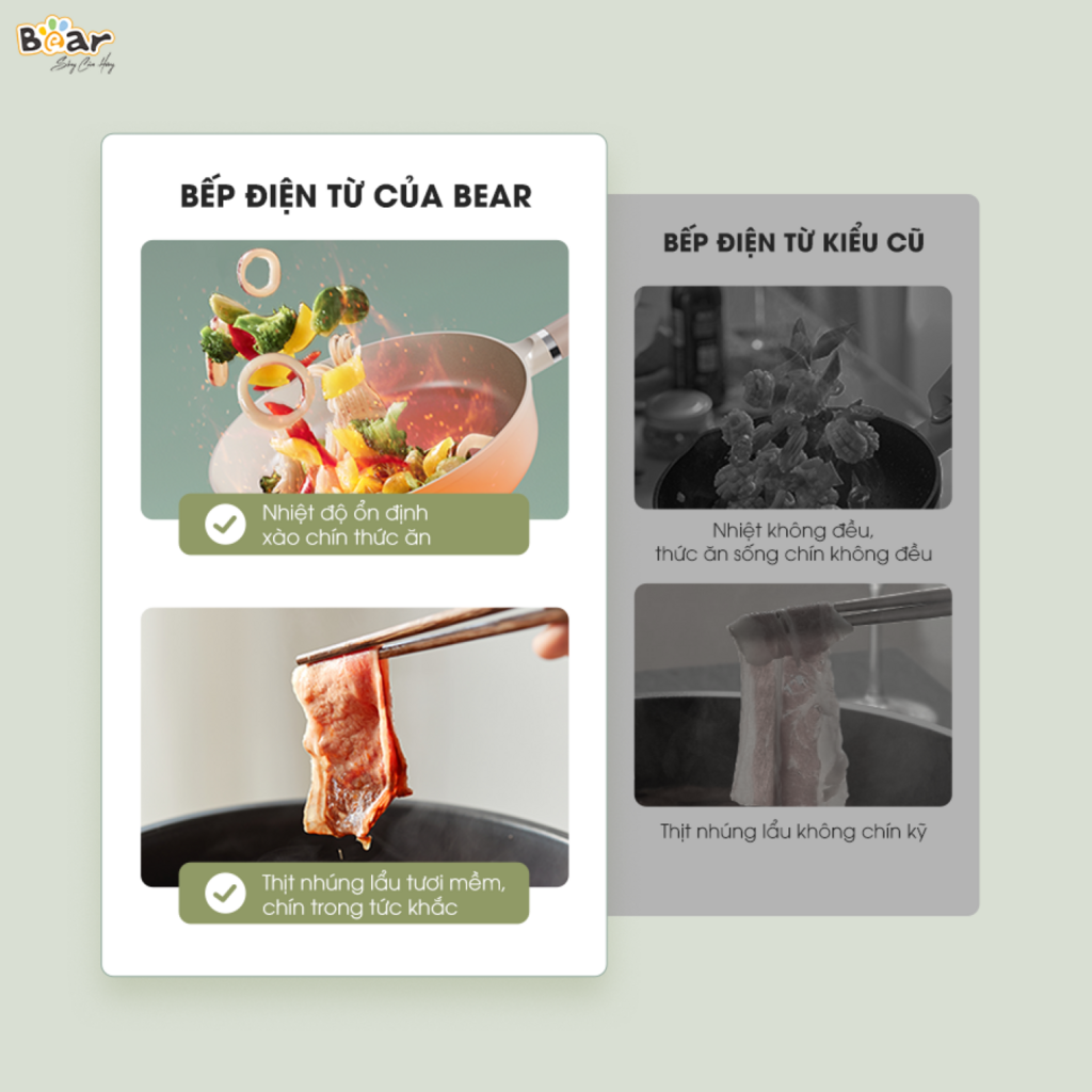 Bếp Điện Từ Bear Đa Năng 8 Mức Nhiệt Thích Hợp Đa Số Các Loại Nồi Mặt Bếp Làm Từ Gốm Thủy Tinh - Ảnh 5
