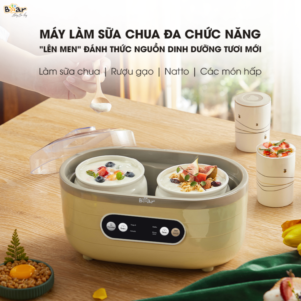 Máy Làm Sữa Chua Bear 1,7L Đa Chức Năng Lên Men Tự Động Tiết Kiệm Thời Gian Đảm Bảo An Toàn Vệ Sinh