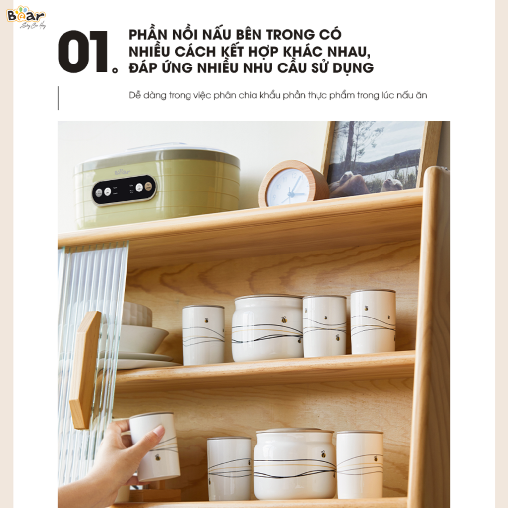 Máy Làm Sữa Chua Bear 1,7L Đa Chức Năng Lên Men Tự Động Tiết Kiệm Thời Gian Đảm Bảo An Toàn Vệ Sinh - Ảnh 2