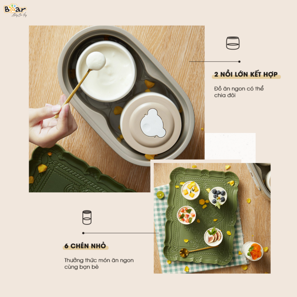 Máy Làm Sữa Chua Bear 1,7L Đa Chức Năng Lên Men Tự Động Tiết Kiệm Thời Gian Đảm Bảo An Toàn Vệ Sinh - Ảnh 4