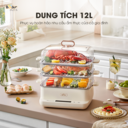 Nồi hấp điện Bear 12L SB-NH12L 3 tầng đa năng, 6 chế độ hấp kháng khuẩn 99,99% không gây mùi - Ảnh 8