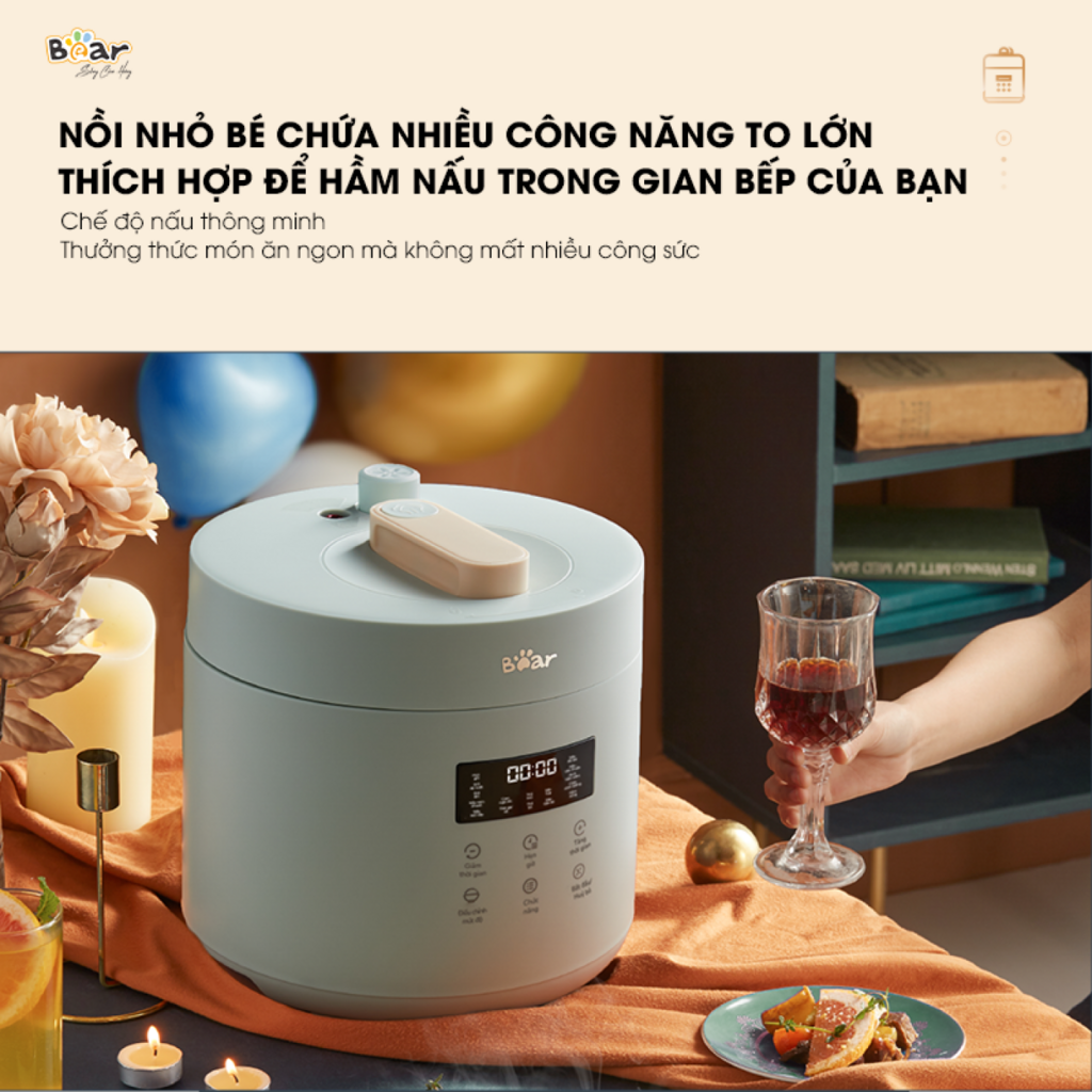 Nồi Áp Suất Điện Bear SB-AS25L Đa Năng Thông Minh Tích Hợp Nhiều Chế Độ Nấu Hẹn Giờ Đến 24 Giờ - Ảnh 2