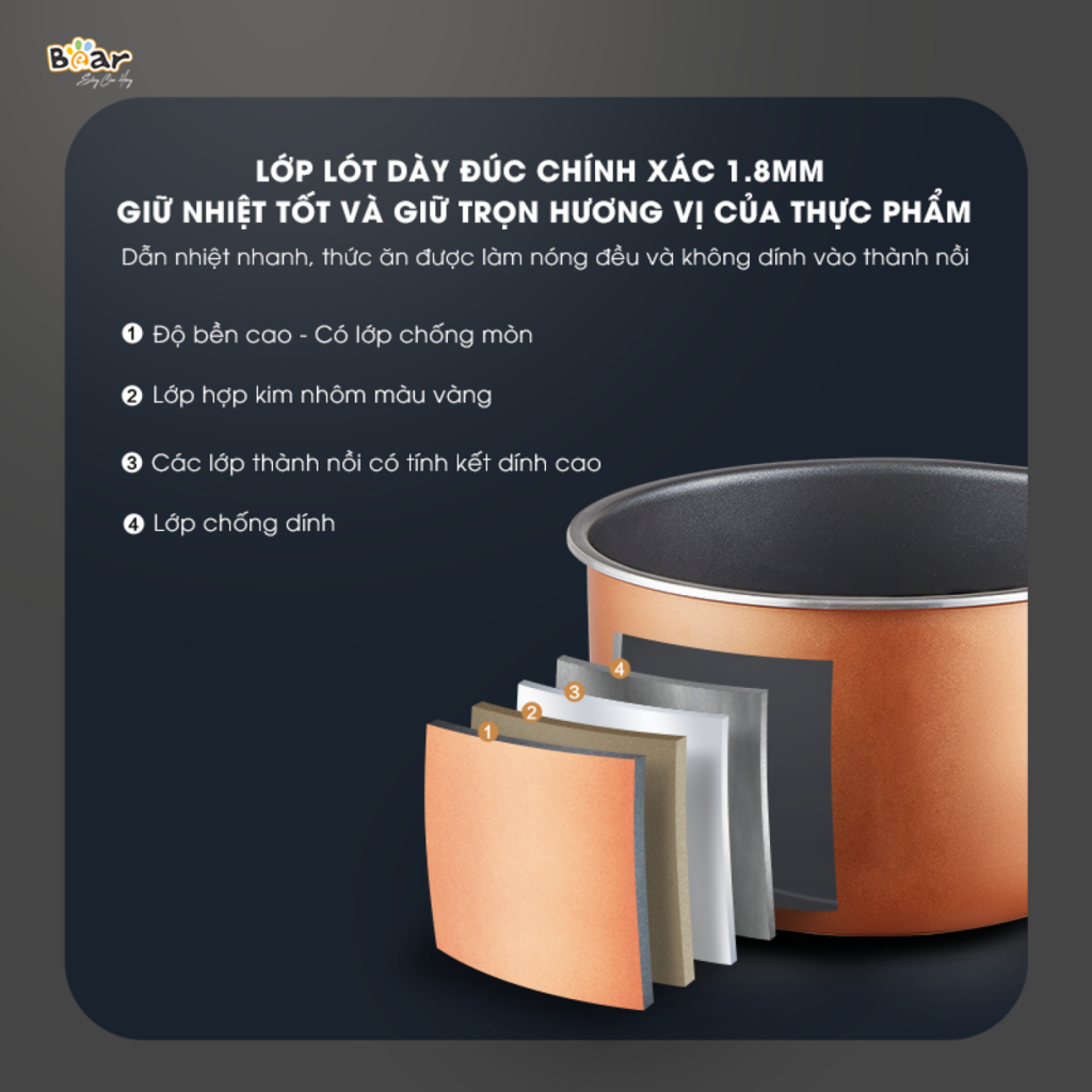 Nồi Áp Suất Điện Bear SB-AS25L Đa Năng Thông Minh Tích Hợp Nhiều Chế Độ Nấu Hẹn Giờ Đến 24 Giờ - Ảnh 5