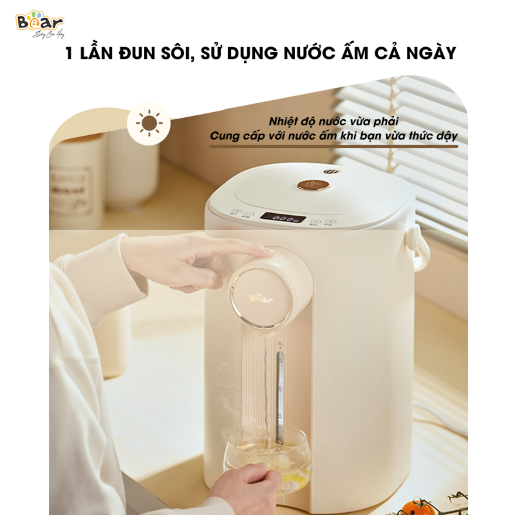 Bình Thủy Điện Đun Nước Nóng Bear 5L Đun Sôi Siêu Nhanh Khử Clo 11 Mức Nhiệt Có Đèn Dịu Nhẹ Ban Đêm - Ảnh 4