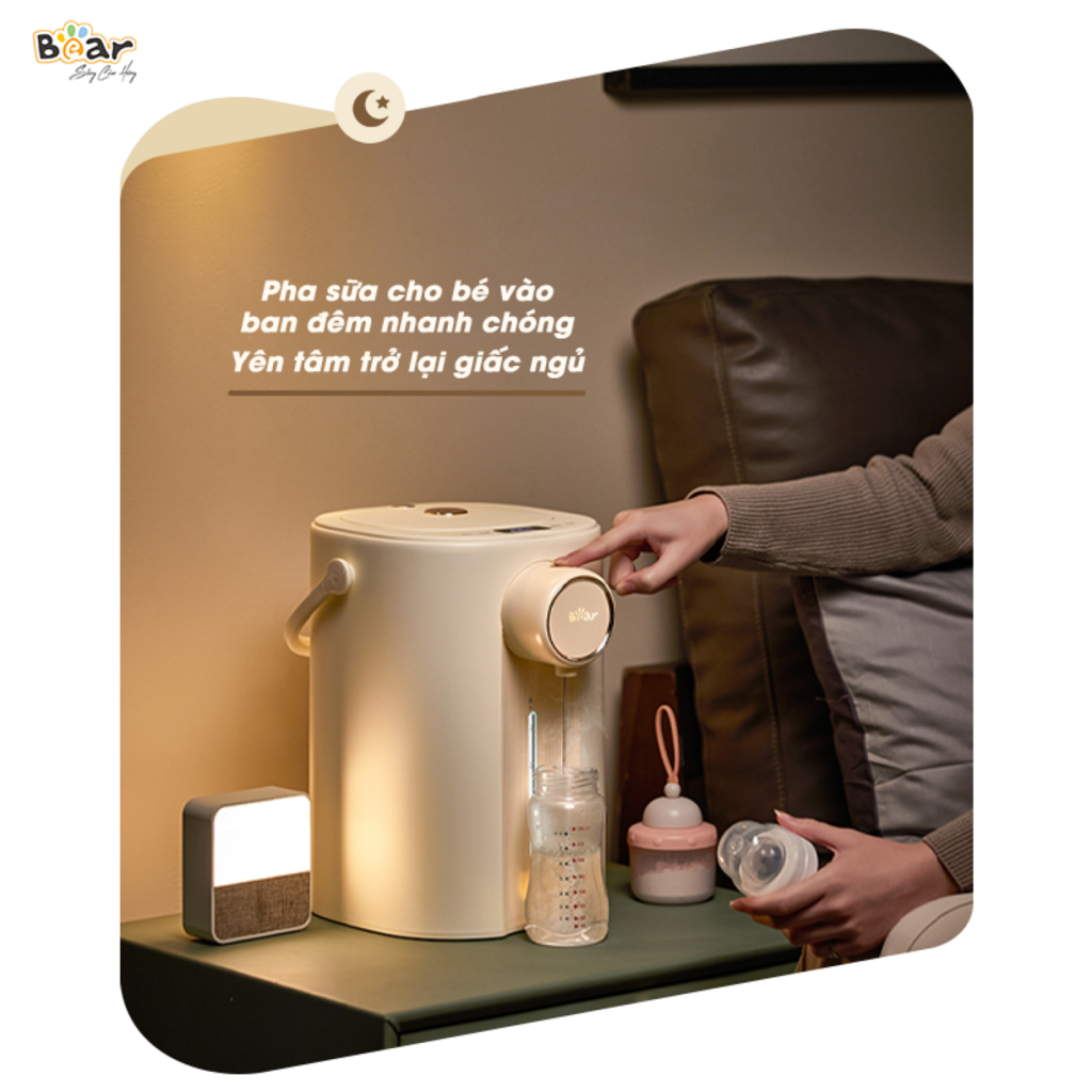 Bình Thủy Điện Đun Nước Nóng Bear 5L Đun Sôi Siêu Nhanh Khử Clo 11 Mức Nhiệt Có Đèn Dịu Nhẹ Ban Đêm - Ảnh 5