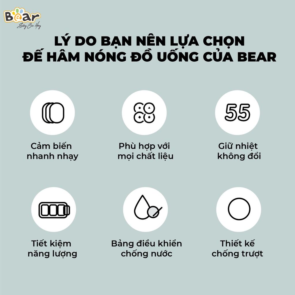 Đế Làm Nóng Đồ Uống Bear Hâm Trà, Hâm Sữa Nhanh, Vật Liệu An Toàn Tiết Kiệm - C16J5 - Ảnh 3