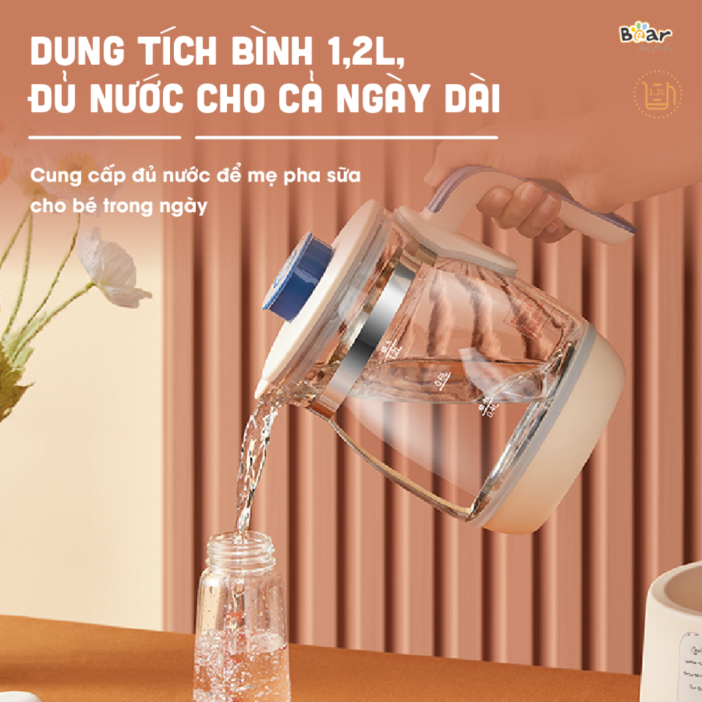 Máy Đun Nước Đa Năng Bear D12D1 Hâm Sữa Thông Minh Khử Clo Pha Sữa An Toàn Cho Bé Bản Tiếng Việt - Ảnh 5