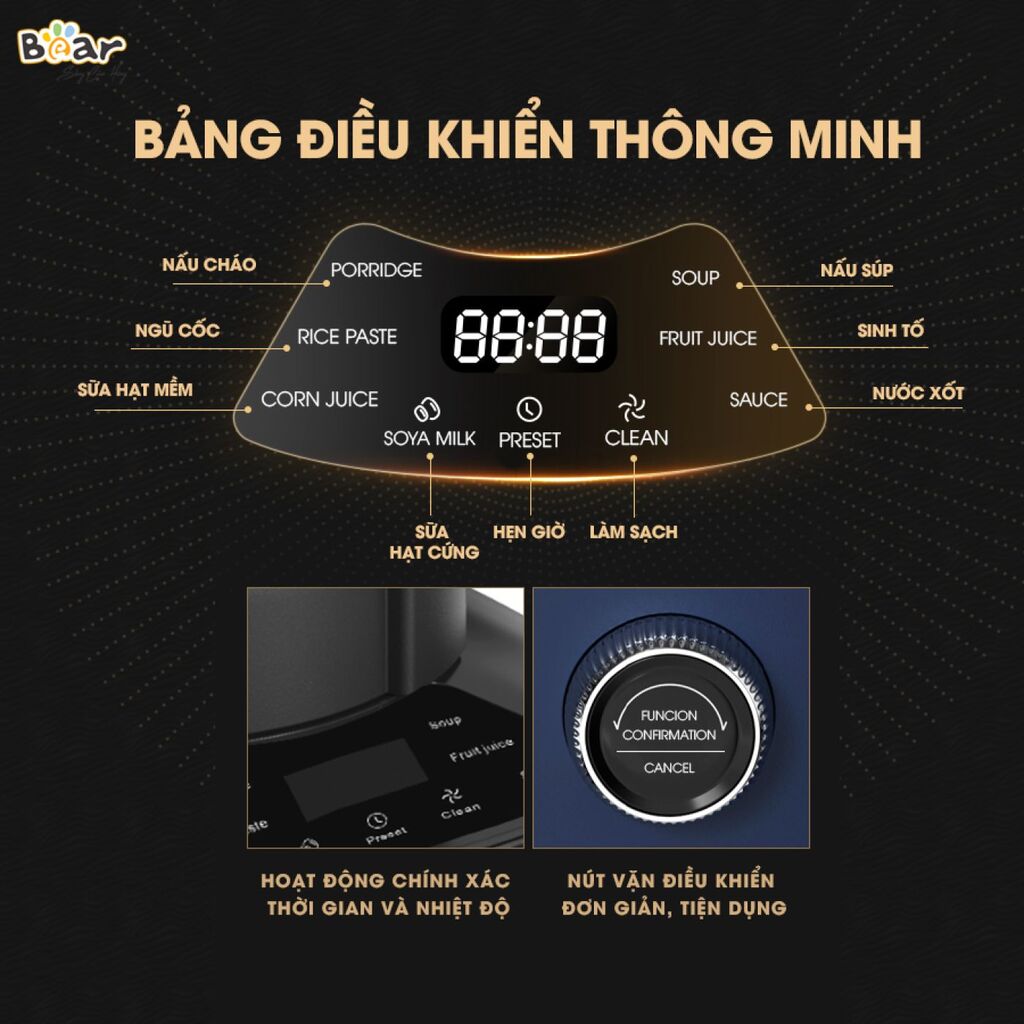 (GIÁ ĐỘC QUYỀN) Máy Làm Sữa Hạt Bear Đa Năng 1,5L Chống Ồn Cao Cấp, Xay Sinh Tố Tiện Lợi PBJ-B06S2 - Ảnh 4