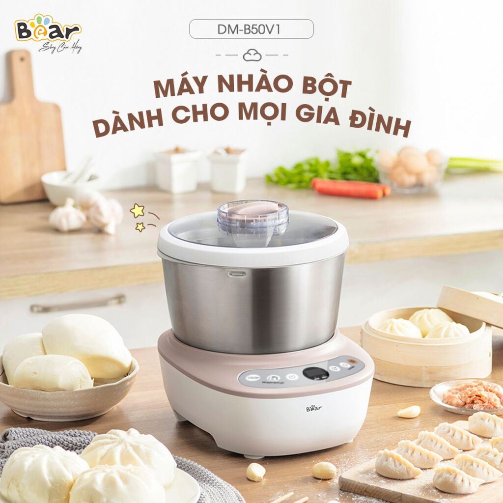 Máy Trộn Bột Bear 5L Inox 304, Ủ Bột, Nhào Bột, Nhồi Bột Nhanh, Công Suất Lớn Chống Dính - DM-B50V1