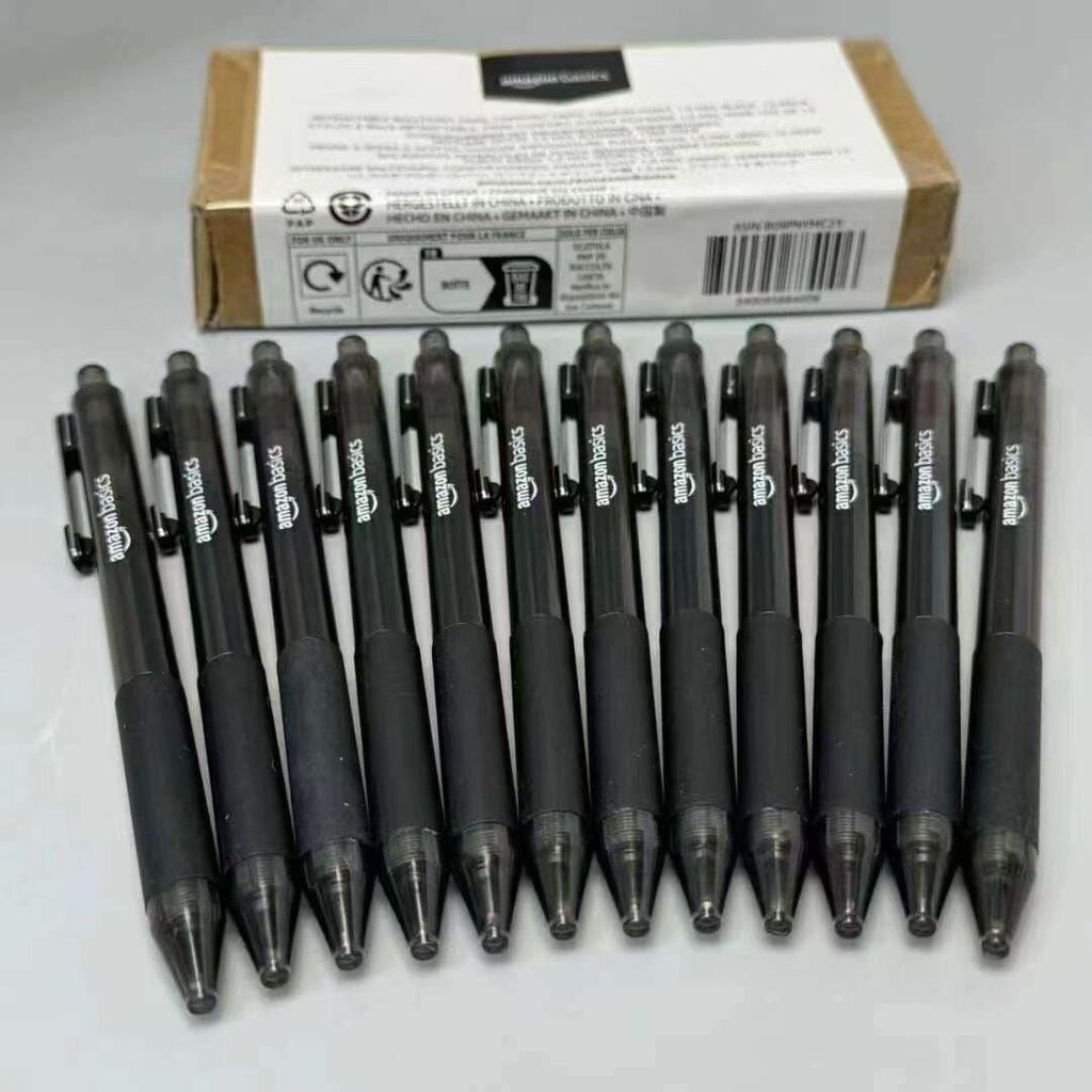 Hộp 12 chiếc bút bi Amazon Basics ( Mỹ ) B09PNYMC23 - Màu đen. Viết trơn & chữ đẹp.