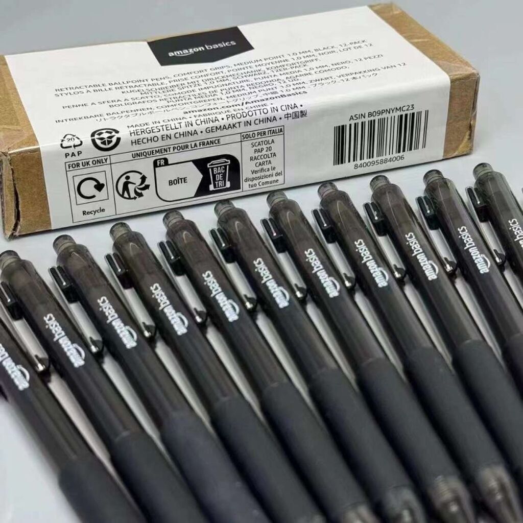 Hộp 12 chiếc bút bi Amazon Basics ( Mỹ ) B09PNYMC23 - Màu đen. Viết trơn & chữ đẹp. - Ảnh 9