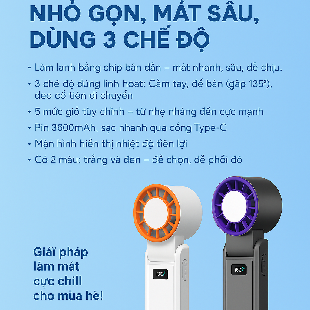 Quạt mini sò lạnh làm mát cầm tay M15 - Ảnh 4