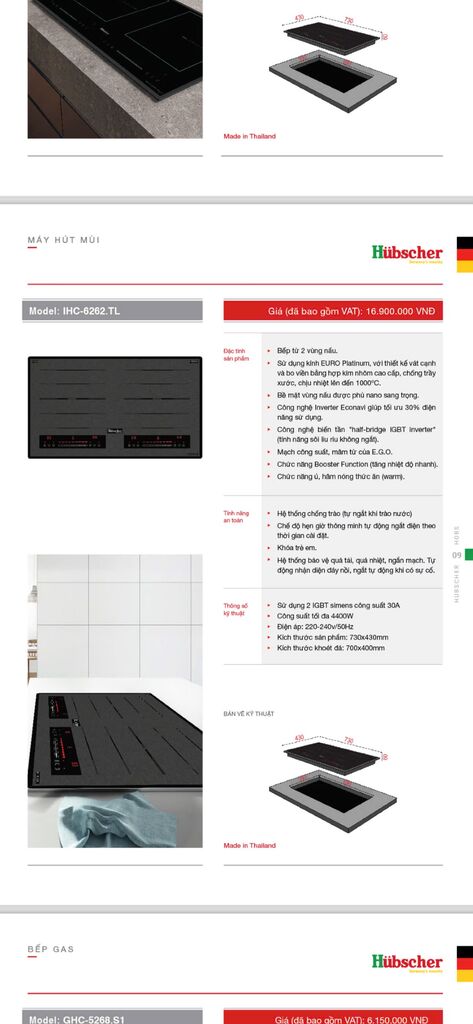Bếp từ đôi Hubscher ihc6262 sx thái lan - Ảnh 10