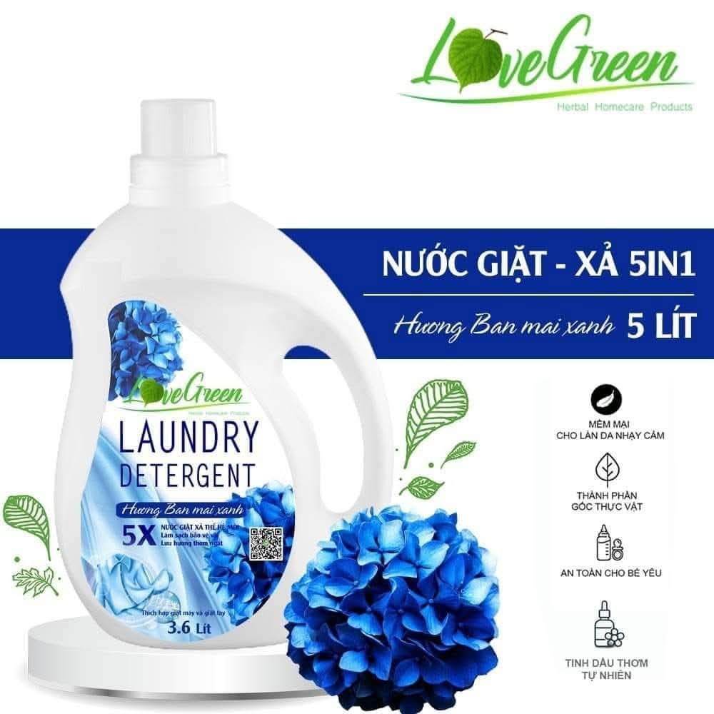 Nước giặt lovegreen 3.6lit  HƯƠNG BAN MAI XANH 