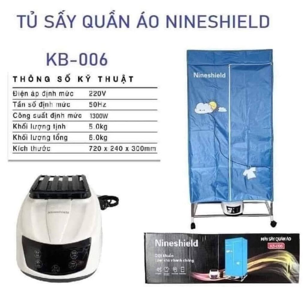 Tủ sấy quần áo nineshield kb006