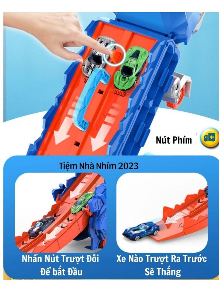 Đồ Chơi Xe Ô Tô Khủng Long 2in1, Xe Khủng Long Nuốt Ô Tô & xe Khủng long đường đua ( kèm 6 xe sắt) - Ảnh 6