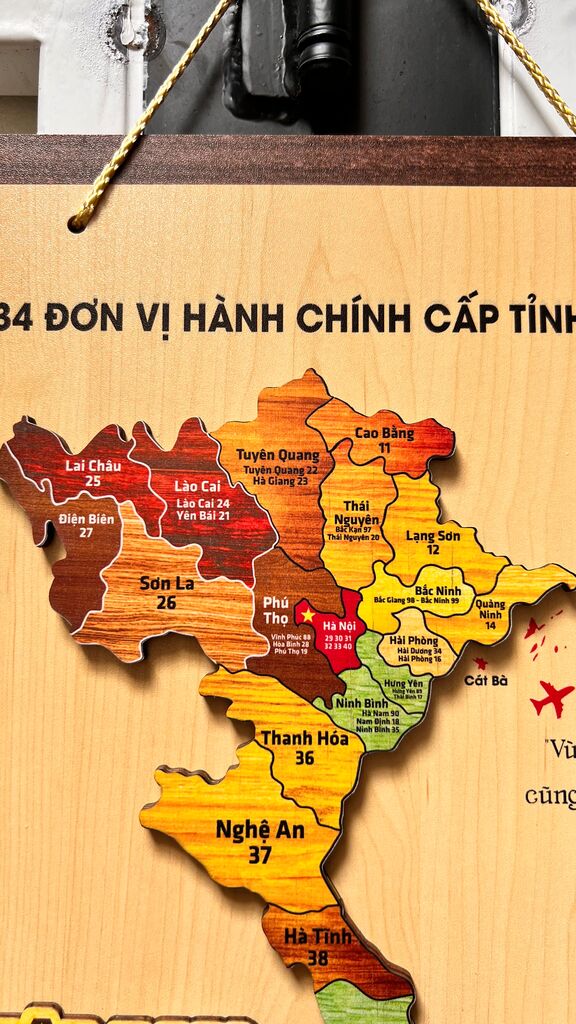 Bản đồ gỗ 34 tỉnh thành Việt Nam mới nhất ( 40*60cm) - Ảnh 6