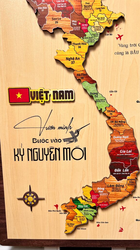 Bản đồ gỗ 34 tỉnh thành Việt Nam mới nhất ( 40*60cm) - Ảnh 5
