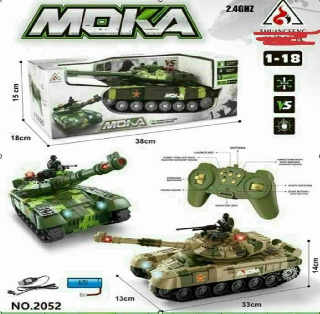 Xe tăng Moka điều khiển 4 chiều, xoay nòng, pin sạc (còn nâu)