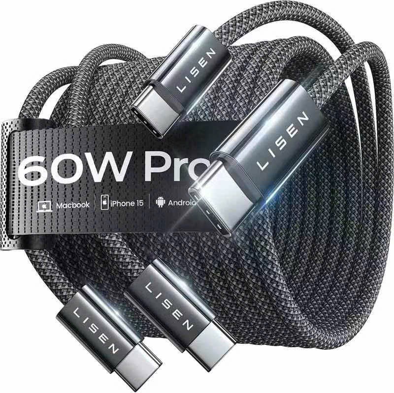 Cáp Lisen USB-C to USB-C 60W 1m (Hàng bán trên Amazon)