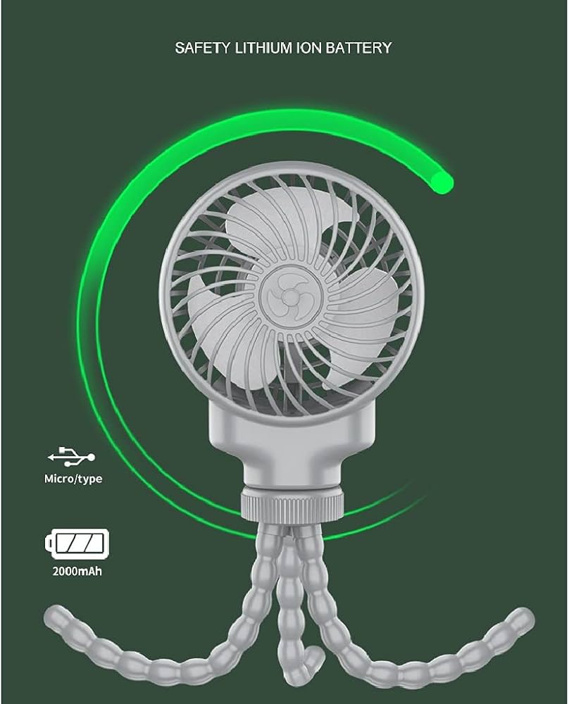 Quạt tích điện Octopus Fan kèm chân kẹp đa năng - Ảnh 4
