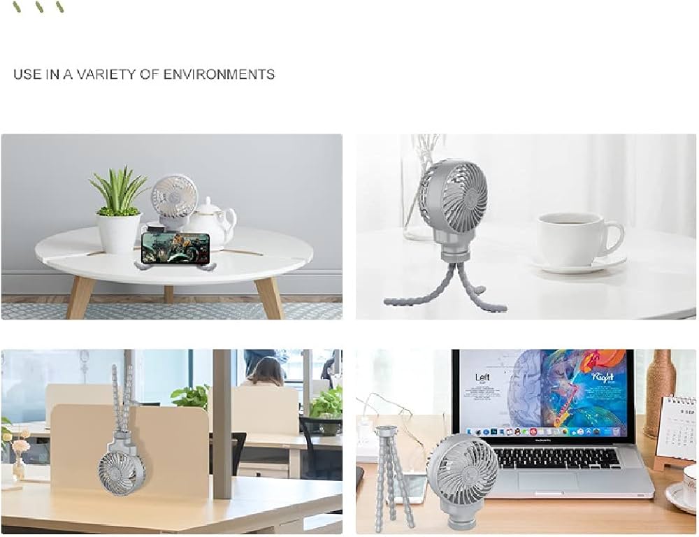 Quạt tích điện Octopus Fan kèm chân kẹp đa năng - Ảnh 6