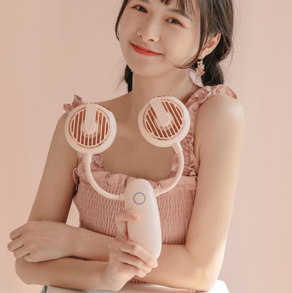 Quạt tích điện đa năng F38 - Đeo cổ , để bàn, cầm tay, kẹp áo