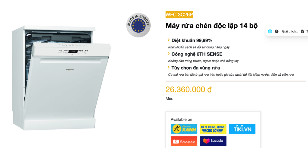 Máy rửa bát WFC 3C26P