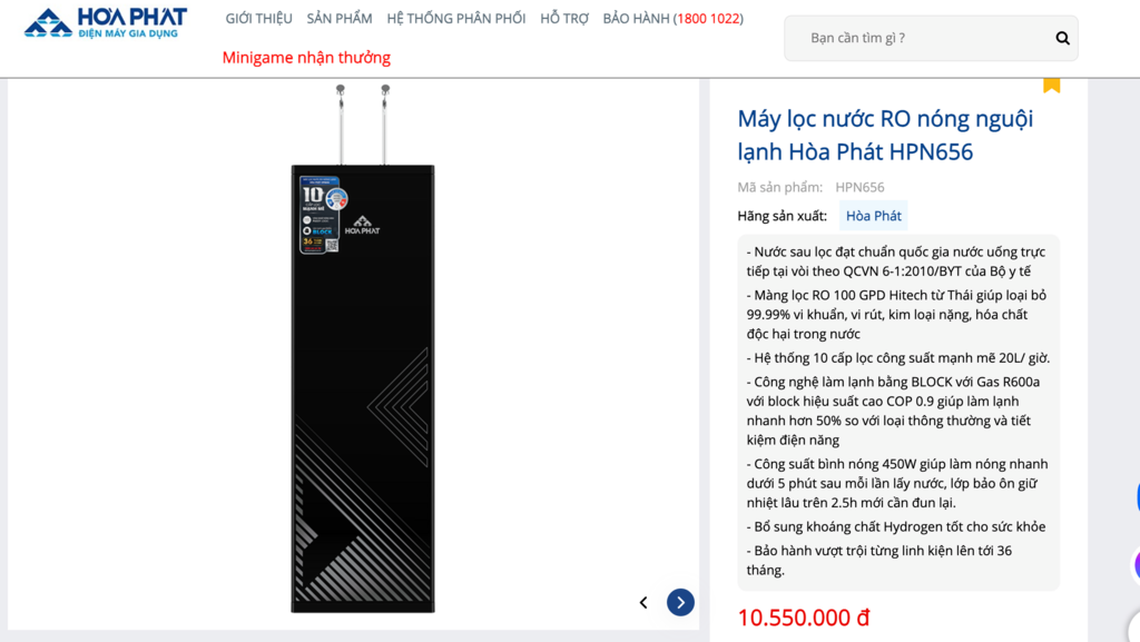 Máy lọc nước RO nóng nguội lạnh Hòa Phát HPN656