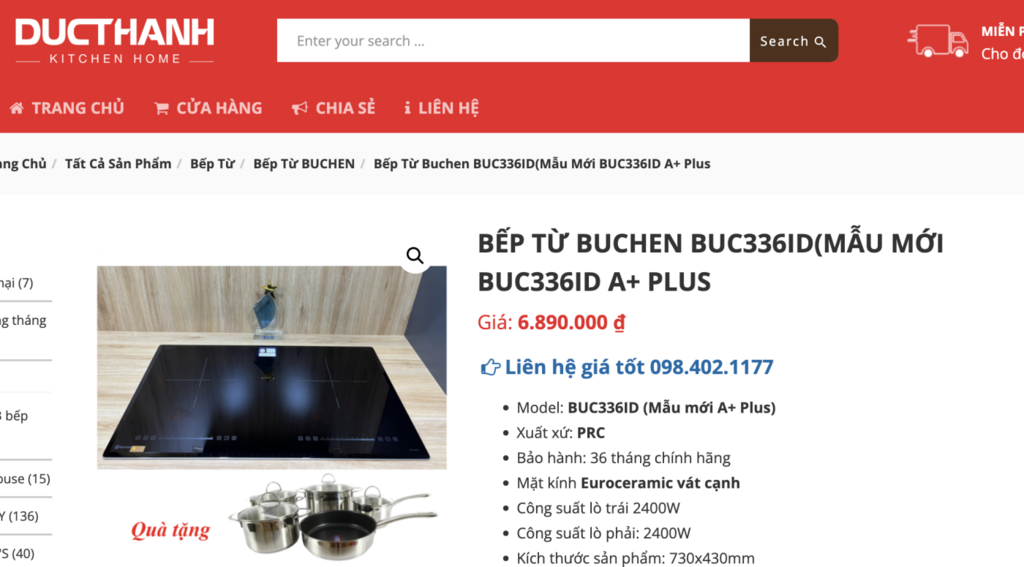 BẾP TỪ BUCHEN BUC336ID(MẪU MỚI BUC336ID A+ PLUS