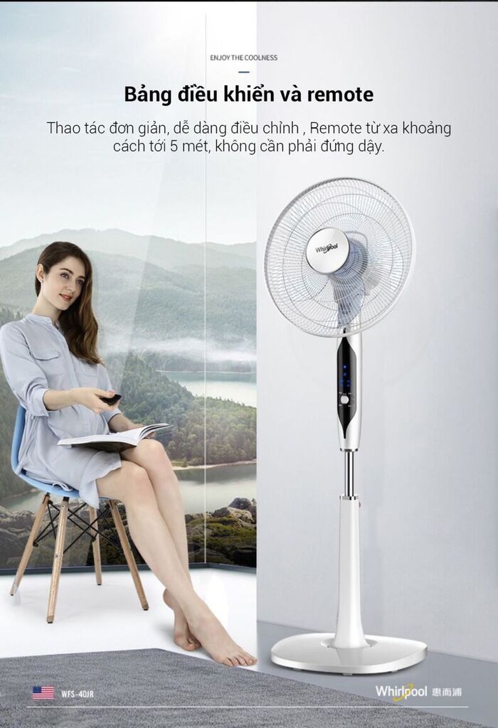 Quạt cây hãng Whirlpool (Mỹ) ,siêu mạnh , ko điều khiển - không chổi than